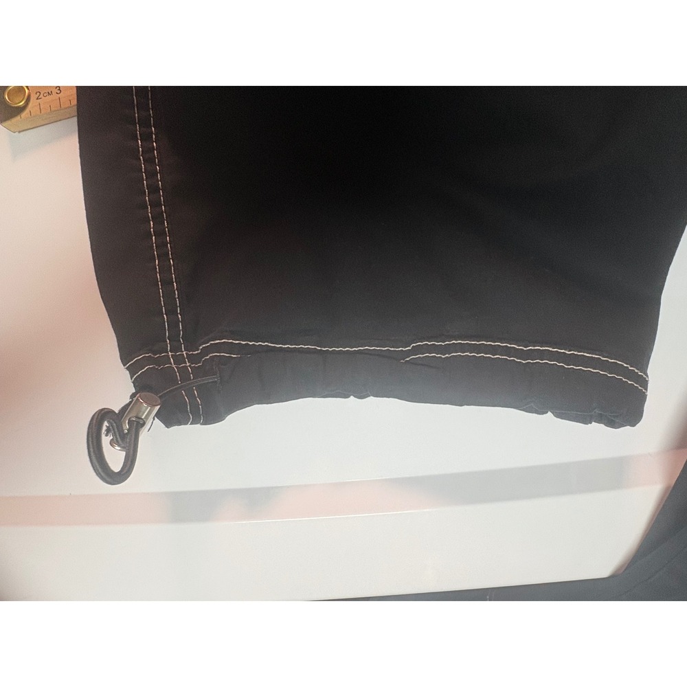 Almost Famous Black Cargo Pants White Contrast Stitching Y2K Streetwear Small - Picture 5 of 5